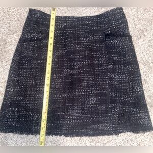 LOFT Tweed Pencil Mini Skirt Fringe Woven, Size 4 | NWT
